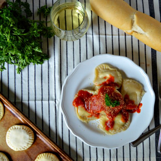 Vegan Feta & Mushroom Ravioli - Recipe photo by Loose Leaf Vegan