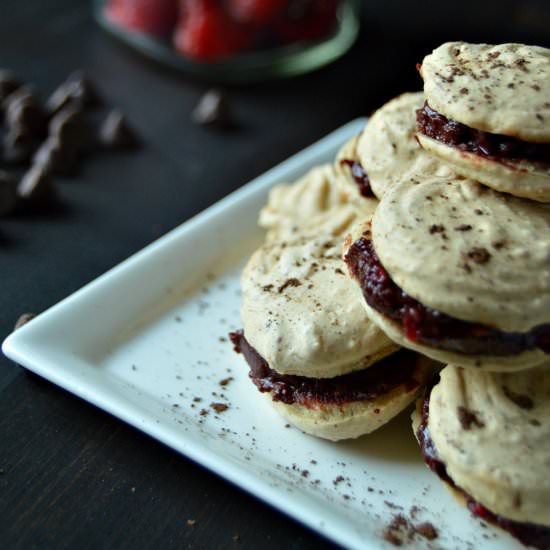 Vegan Mocha Raspberry Macaroons - Recipe photo by Loose Leaf Vegan
