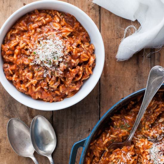 One Pot Orzo Bolognaise - Recipe photo by RecipeTin Eats