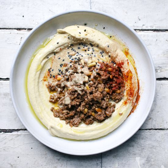 Baharat Beef Hummus - Recipe photo by iwillnoteatoysters