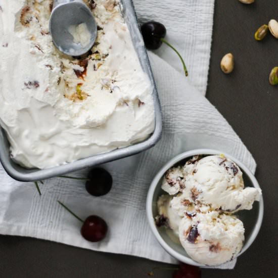 Cherry Bourbon Pistachio Ice Cream - Recipe photo by thesunnypalate