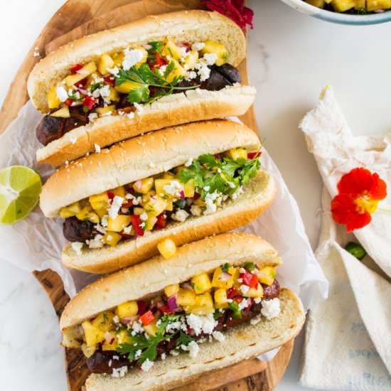 Hot Dogs with Pineapple Salsa - Recipe photo by portandfin