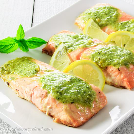 Butter Pesto Salmon - Recipe photo by simplyhomecooked