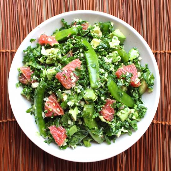 Grapefruit & Avocado Kale Salad - Recipe photo by TwoGreenPeas