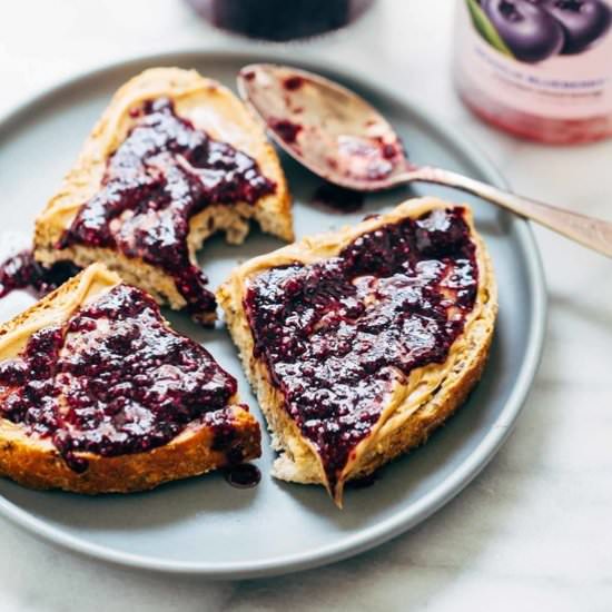 Triple Berry Refrigerator Jam - Recipe photo by pinchofyum
