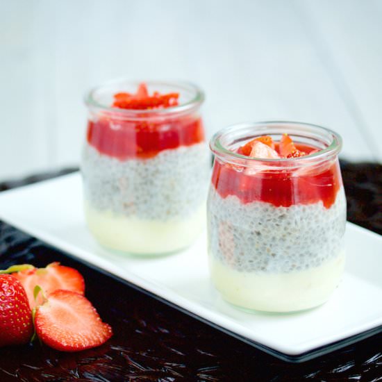 Chia with Mango Curd and Strawberry - Recipe photo by finefreshfood