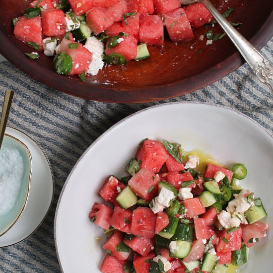 Watermelon, Cucumber, + Feta Salad - Recipe photo by hungryinlove