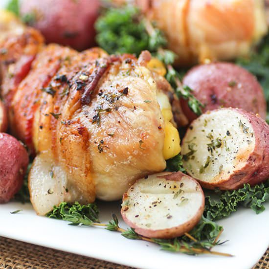 Bacon Wrapped Chicken and Potatoes - Recipe photo by Swanky Recipes