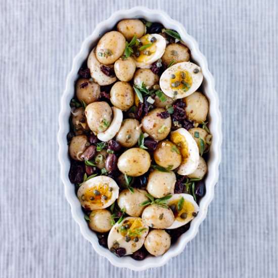 Baby Potato Salad with Sun-dried Tomatoes - Recipe photo by foolproofliving.com