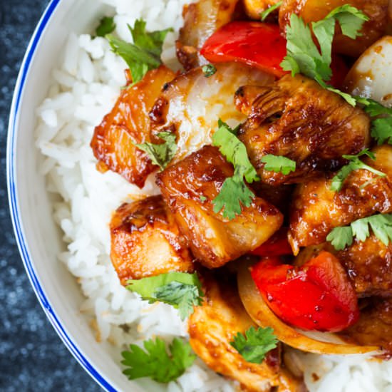 Hawaiian Sticky Chicken - Recipe photo by KitchenSanctuary
