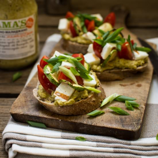Bruschettas with Grilled Halloumi - Recipe photo by veselina zheleva