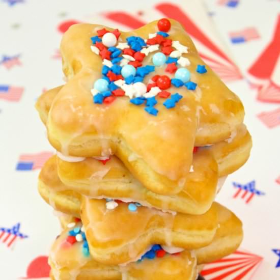 July Fourth Glazed Doughnut Stars - Recipe photo by BriteandBubbly