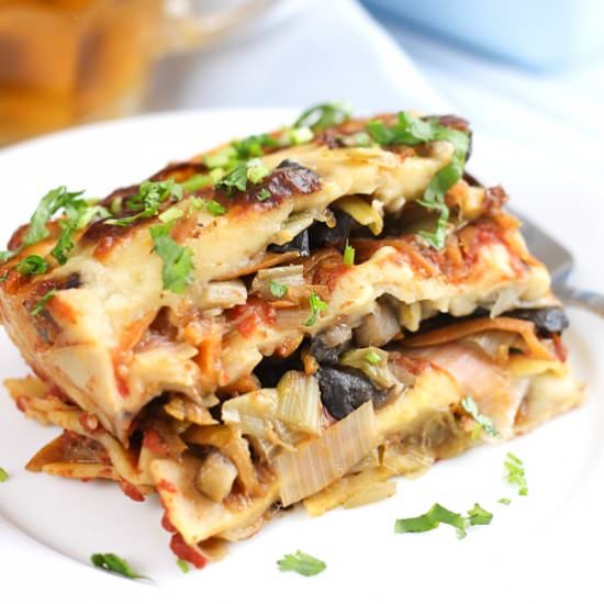 Beery Welsh Rarebit Lasagne - Recipe photo by Becca @ Easy Cheesy Vegetarian