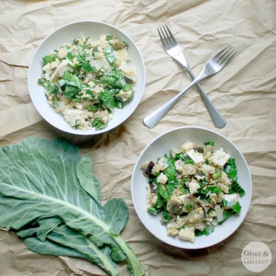 Eggplant and Collard Fried Rice - Recipe photo by glueandglitter