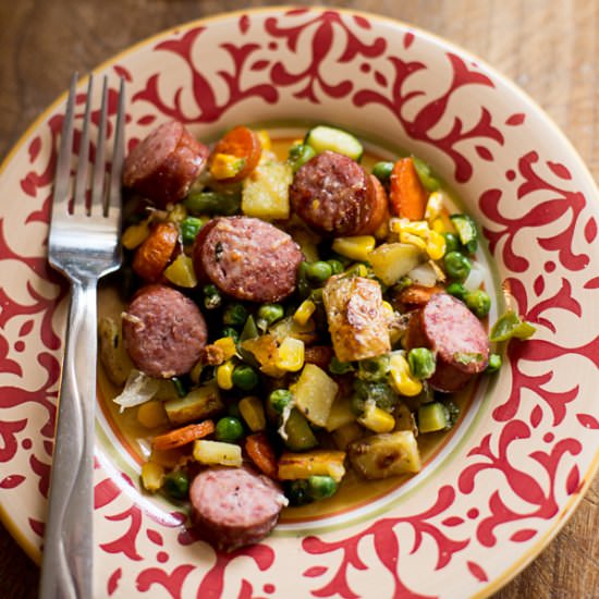 Roasted Kielbasa and Veggies - Recipe photo by Bloggingwithapples