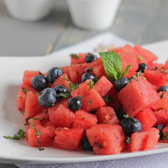 Watermelon Blueberry and Mint Salad - Recipe photo by lifefoodandbeer