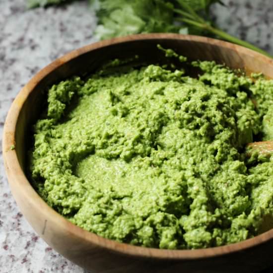 Pistachio & Garlic Scape Pesto - Recipe photo by stephinthyme