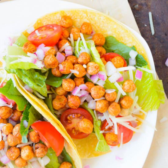 Crunchy Chickpea Caesar Salad Tacos - Recipe photo by The Nutritious Kitchen
