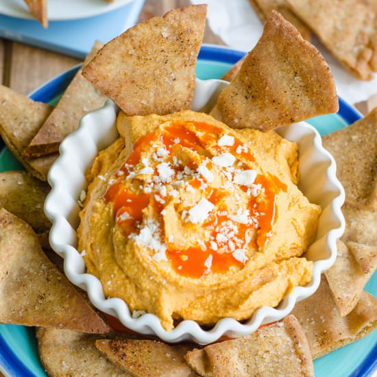 Creamy Buffalo Hummus - Recipe photo by freshaprilflours