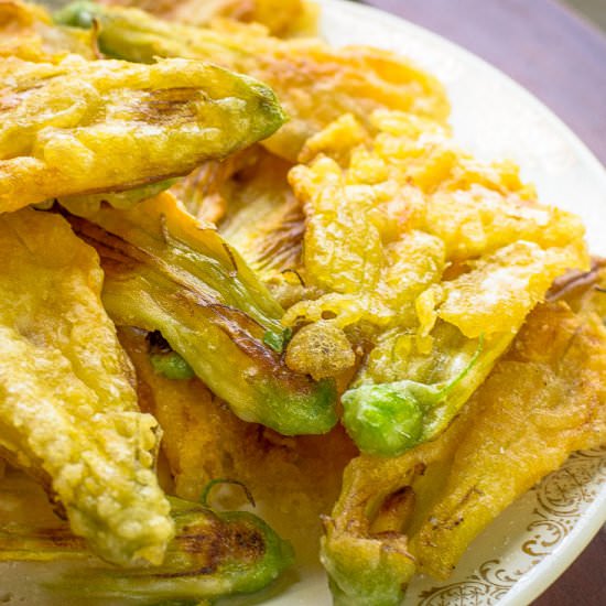 Crunchy Fried Pumpkin Flowers - Recipe photo by adashofoliveoil