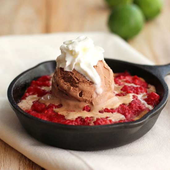 Raspberry Key Lime Skillet Cookie - Recipe photo by toaster oven love