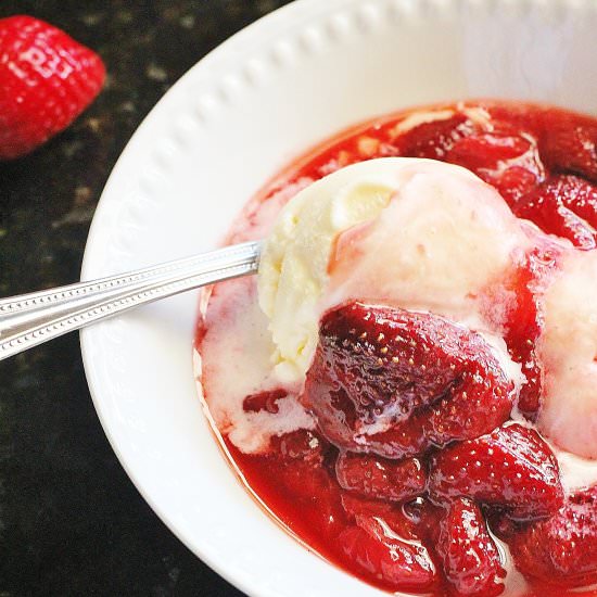 Roasted Strawberries over Ice Cream - Recipe photo by syrupandbiscuits