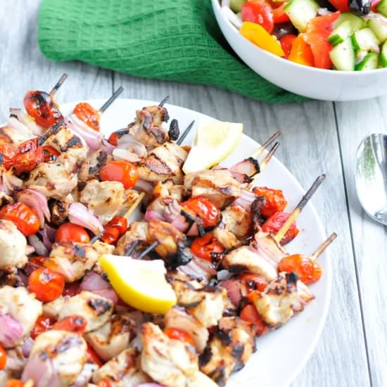 Chicken Skewers with Greek Salad - Recipe photo by Real Food Whole Life