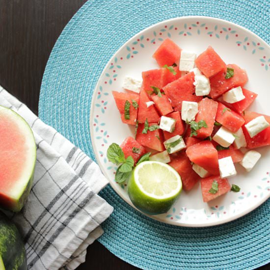 Minted Watermelon Feta Salad - Recipe photo by withanopenmind
