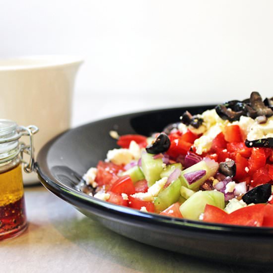 Greek Rainbow Vegetable Salad - Recipe photo by dinnerthendessert