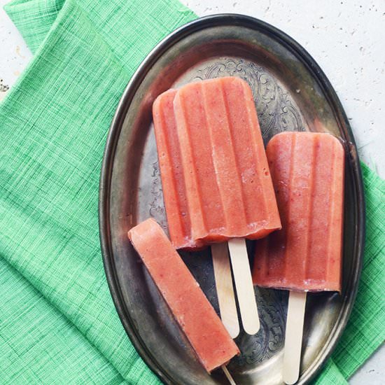 3-Ingredient Vanilla Peach Pops - Recipe photo by AnEdibleMosaic