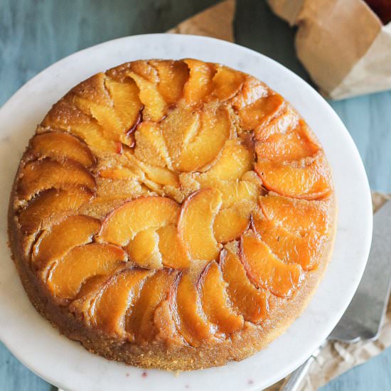 Peach Cornmeal Upside Down Cake - Recipe photo by bakerita
