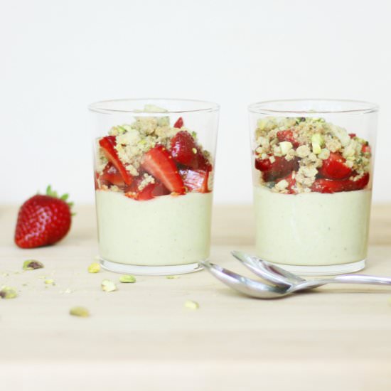Pistachio and Strawberry Verrines - Recipe photo by foodnouveau