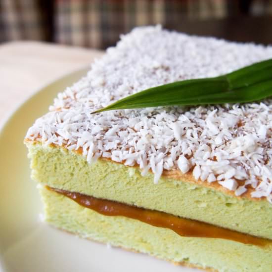 Pandan Coconut Cake with Kaya - Recipe photo by vermilionroots
