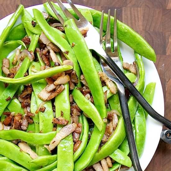 Romano Beans with Shallots & Bacon - Recipe photo by PinchandSwirl