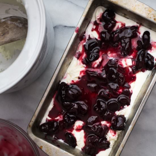 Goat Cheese Roast Cherry Ice Cream - Recipe photo by 40aprons