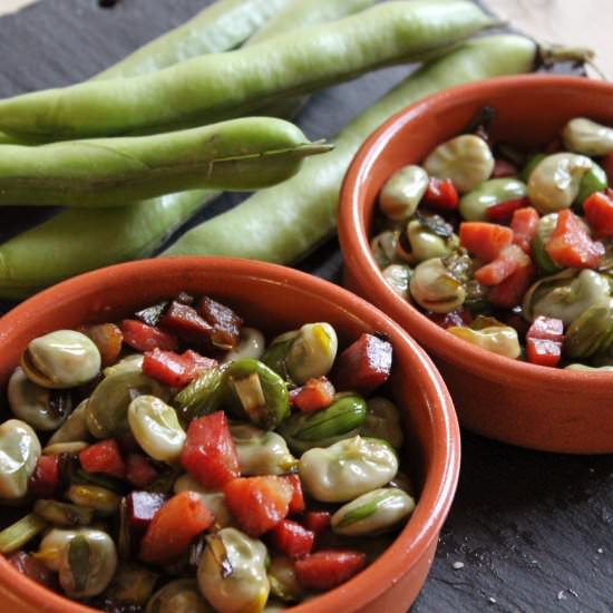 Broad Beans and Ham Tapa - Recipe photo by aspoonfulofspain
