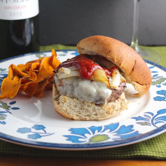 Gruyere Burger and a Bordeaux - Recipe photo by Cooking Chat