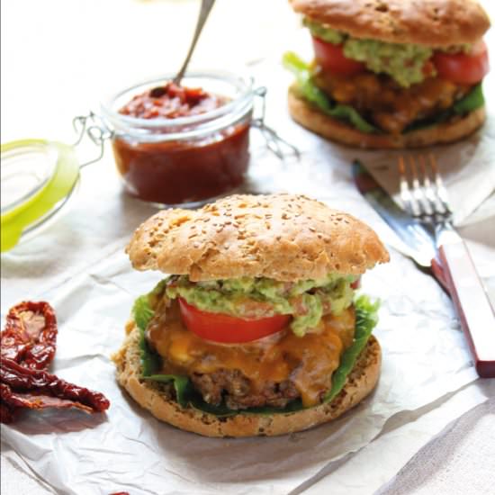 Burger with Feta and Guacamole - Recipe photo by myblueberrybasket