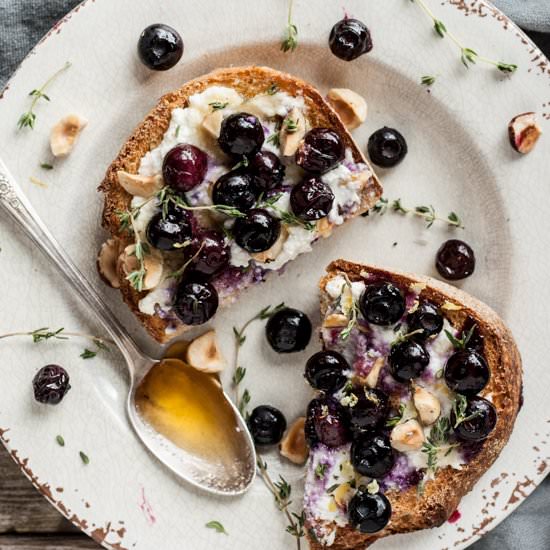Roasted Blueberry & Ricotta Toast - Recipe photo by dishing up the dirt