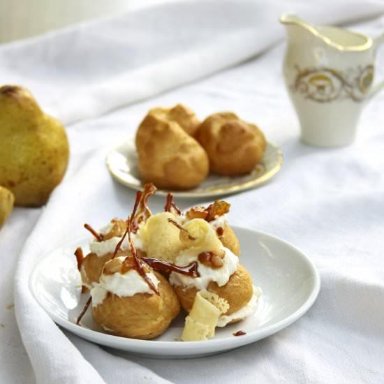 Choux with Parmesan Cream and Pears - Recipe photo by profumodimamma
