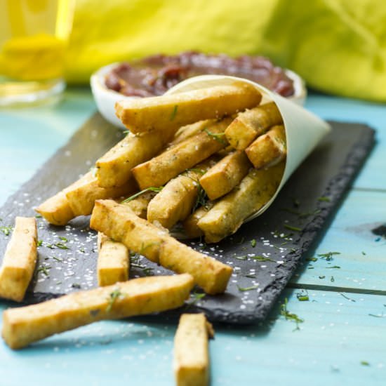 Chickpea Fries with Date Ketchup - Recipe photo by WhatJewWannaEat