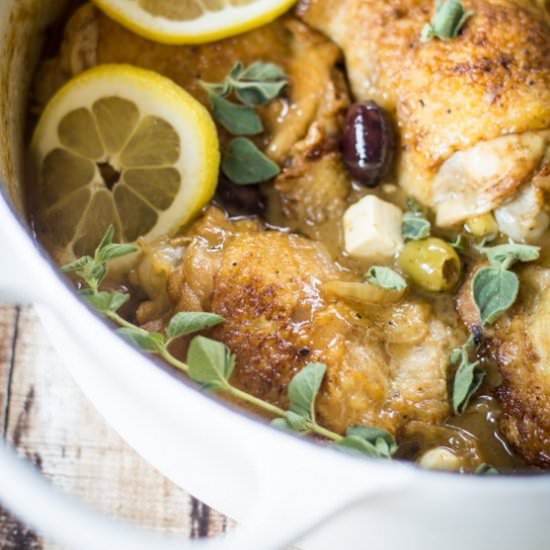Greek Braised Chicken Thighs - Recipe photo by thewanderlustkitchen