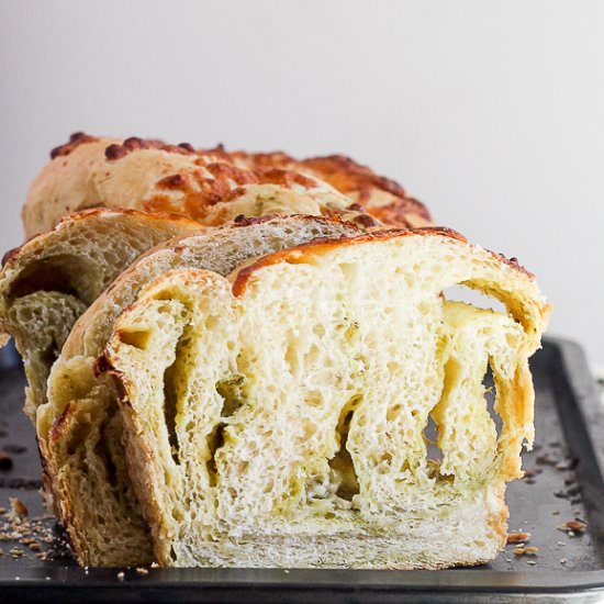Cheesy Pesto Swirl Bread - Recipe photo by bakerita