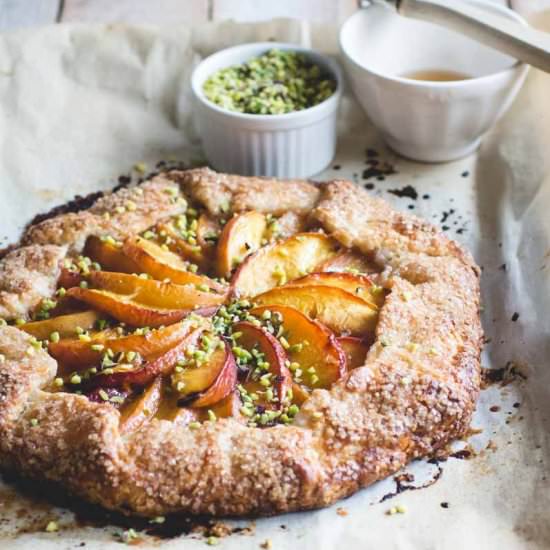 Bourbon-Honey Peach Galette - Recipe photo by butterlustblog