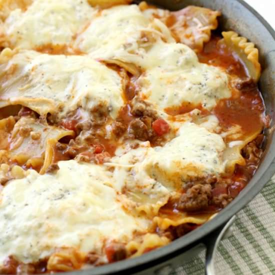Easy 4-Cheese Skillet Lasagna - Recipe photo by JessicaLovesButter