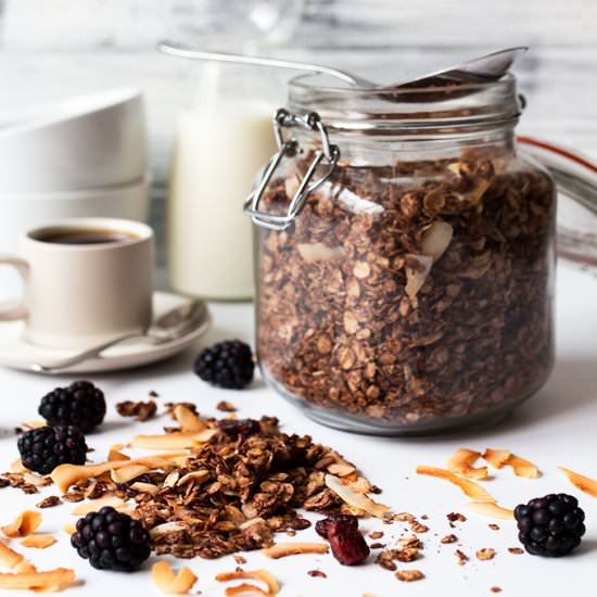 Chocolate Coconut Granola - Recipe photo by KitchenSanctuary