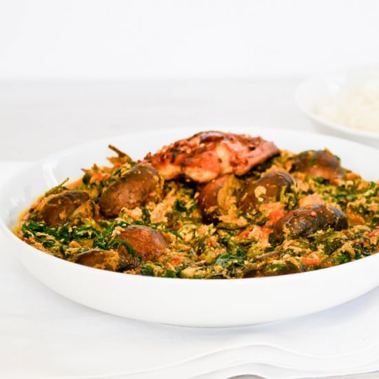 Spinach & Mushroom Egusi Stew - Recipe photo by Cakes By Chichi