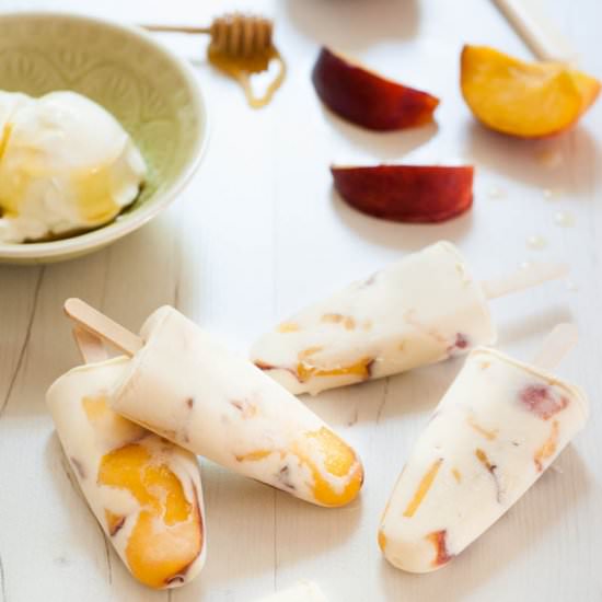 Frozen Greek Yogurt & Peach Pops - Recipe photo by The Foodie Corner