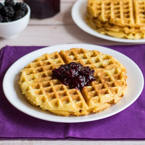Cornmeal Waffles - Recipe photo by My Three Seasons