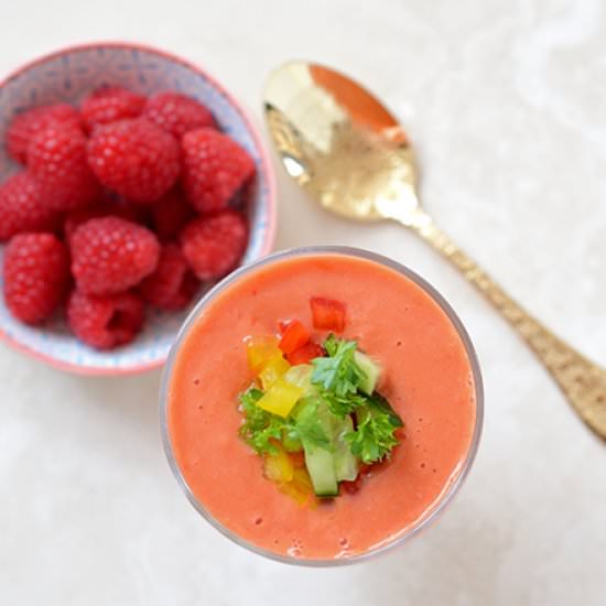 Raspberry Gazpacho - Recipe photo by hungrygals